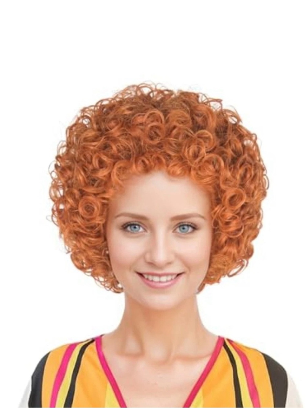Short Curly Copper Red Synthetic Wig w/ Wig Cap, Classic Cap One Size Women NEW